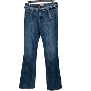 Driftwood Rosie Jeans Belted Blue Denim Flare Leg Classic Fit Women's Size‎ 27